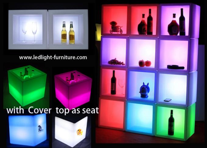 40X40X40cm LEDの立方体ライト飲み物の表示のための開いた立方体の背部棒アイスペール